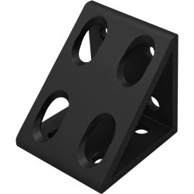 25 Series 8 Hole Gusseted Inside Corner Bracket, Black Anodize
