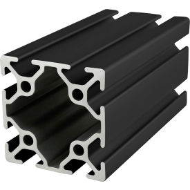 25 Series 50mm x 50mm Eight Slot T-Slotted Extrusion Profile, 3/16" Bar, Black