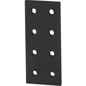 25 Series Aluminum 8 Hole Rectangular Flat Plate, Anodize Black