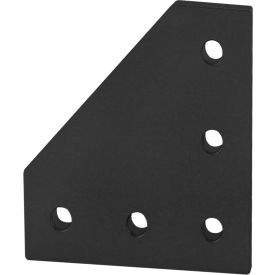 25 5 Series Hole 90° Angled Flat Plate, Aluminum, Anodize Black