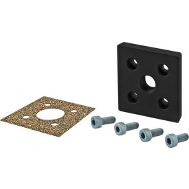 40 Series 5-Hole Square Pressure Manifold Feed Plate, Black Anodize