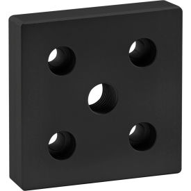 40 Series 5 Hole Offset Tap Base Plate w/ M16 Corner Tap, Black Anodize