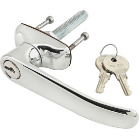 25, 40 Series Locking L-Handle Clockwise, Chrome Finish, Bright