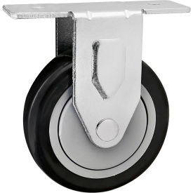 15 Series 30, 40, & 45 4" Rigid T-Slot Mount Caster, Poly Wheel, 350 lb Capacity, Black