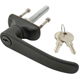 25, 40 Series L-Handle w/lock Clockwise, Powder Coat, Black