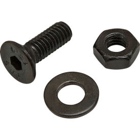 M4 x 12mm Flat Head Socket Cap Screw with Washer & Hex Nut, Black Zinc