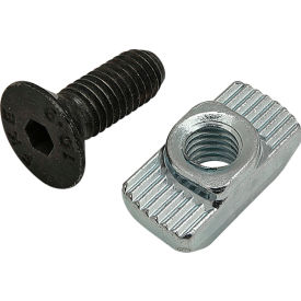 M5 x 14mm Black FHSCS with Standard Drop-In T-Nut, Bright Zinc