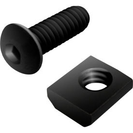 1/4-20 x .750 Button Head Socket Cap Screw & Standard Slide-In T-Nut, Black Zinc