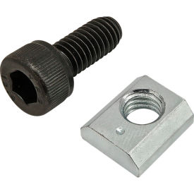 M6 x 14mm Black SHCS with 10 Series M6 Standard Drop-In T-Nut, Bright Zinc