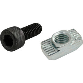 M6 x 16mm Black SHCS with Standard Drop-In T-Nut, Bright Zinc