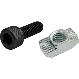 M6 x 18mm Black SHCS with Standard Drop-In T-Nut, Bright Zinc