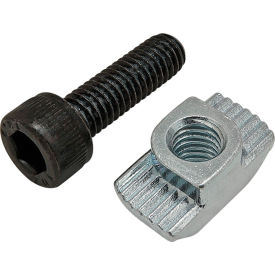M6 x 20mm Black SHCS with Standard Drop-In T-Nut, Bright Zinc