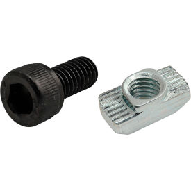M6 x 12mm Black SHCS with Standard Drop-In T-Nut, Bright Zinc