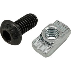 M6 x 12mm Black BHSCS with Standard Drop-In T-Nut, Bright Zinc