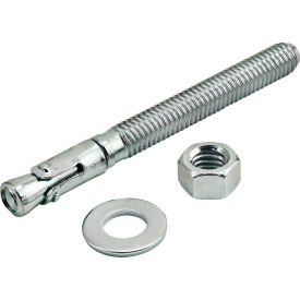 Metric Series 3/8" x 3 3/4" Wedge Floor Anchor with Hex Nut and Washer, Zinc
