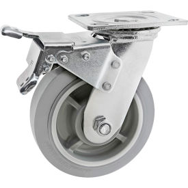 Fractional & Metric Series Heavy-Duty Flange Mount Swivel Caster w Brake, 6"