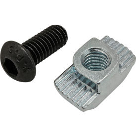 M6 x 14mm Black BHSCS with 45 Series M6 Standard Drop-In T-Nut, Bright Zinc
