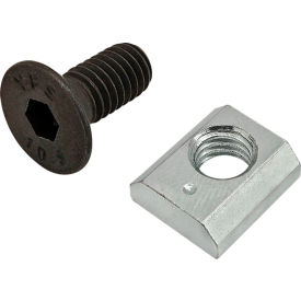 M6 x 14mm Black FHSCS with Standard Slide-In T-Nut, Bright Zinc