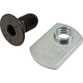 M8 x 16mm Black FHSCS with Slide-In Economy T-Nut - Offset Thread, Bright Zinc