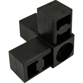 Quick Frame Series 3 Way Corner Connector with Caster or Spacer Receptacle, Black