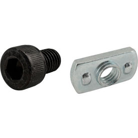 M8 x 12mm Black SHCS with Slide-In Economy T-Nut - Centered Thread, Bright Zinc