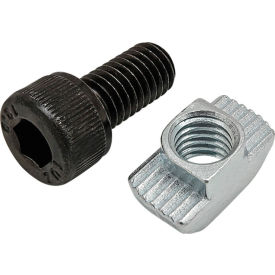 M8 x 16mm Black SHCS with Standard Drop-In T-Nut, Bright Zinc