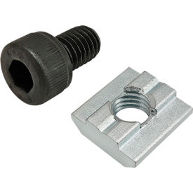 M8 x 12mm Black SHCS with Self-Aligning Slide-In T-Nut, Bright Zinc