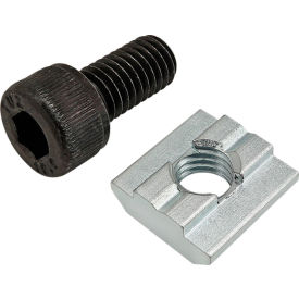 M8 x 16mm Black SHCS with Self-Aligning Slide-In T-Nut, Bright Zinc
