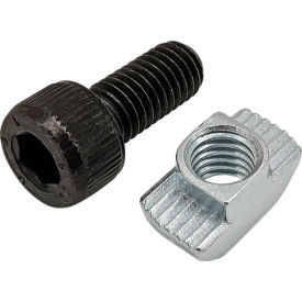 M8 x 18mm Black SHCS with Standard Drop-In T-Nut, Bright Zinc
