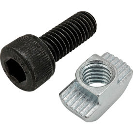 M8 x 20MM Black SHCS with Standard Drop-In T-Nut, Bright Zinc