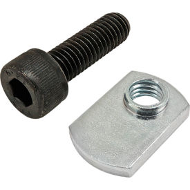 M8 x 25mm Black SHCS with Slide-In Economy T-Nut - Offset Thread, Bright Zinc