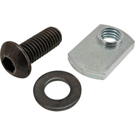 M8 x 20mm Black BHSCS with Washer & Slide-In Economy T-Nut - Offset Thread, Bright Zinc
