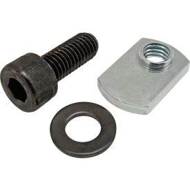 M8 x 20mm Black SHCS with Washer & Slide-In Economy T-Nut - Offset Thread, Bright Zinc