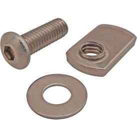 Button Head Socket Cap Screw with Washer and Economy T-Nut, Stainless Steel, 5/16-18 X 1"