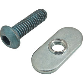 M6 x 20mm Blue BHSCS with Slide-In Economy T-Nut - Centered Thread, Bright Zinc