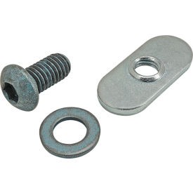 M6 x 12mm Blue BHSCS with Washer & Slide-In Economy T-Nut - Centered Thread, Bright Zinc