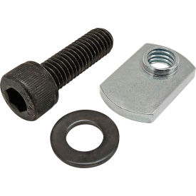 M8 x 25mm Black SHCS with Washer & Slide-In Economy T-Nut - Offset Thread, Bright Zinc