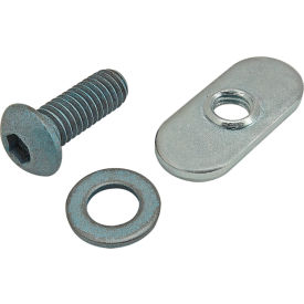 M6 x 16mm Blue BHSCS with Washer & Economy T-Nut - Centered Thread, Bright Zinc
