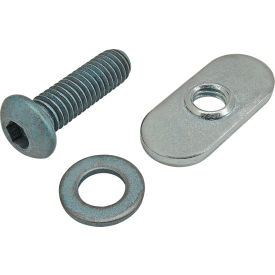 M6 x 20mm Blue BHSCS with Washer & Slide-In Economy T-Nut - Centered Thread, Bright Zinc