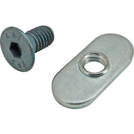 M6 x 12mm Blue FHSCS with Slide-In Economy T-Nut - Centered Thread, Bright Zinc