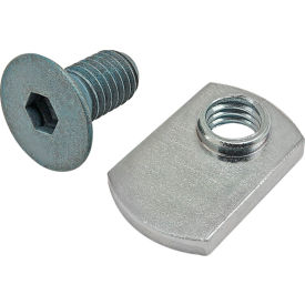 M8 x 16mm Blue FHSCS with Slide-In Economy T-Nut - Offset Thread, Bright Zinc