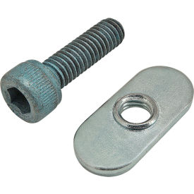 M6 x 20mm Blue SHCS with Slide-In Economy T-Nut - Centered Thread, Bright Zinc