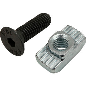 M5 x 16mm Black FHSCS with Standard Drop-In T-Nut, Bright Zinc