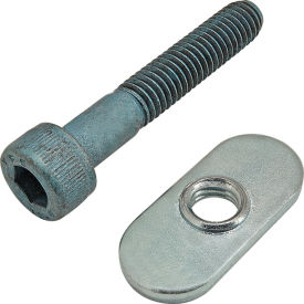 M6 x 35mm Blue SHCS with Slide-In Economy T-Nut - Centered Thread, Bright Zinc