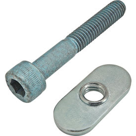 M6 x 40mm Blue SHCS with Slide-In Economy T-Nut - Centered Thread, Bright Zinc