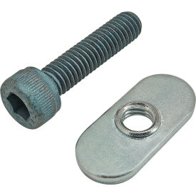 M6 x 25mm Blue SHCS with Slide-In Economy T-Nut - Centered Thread, Bright Zinc