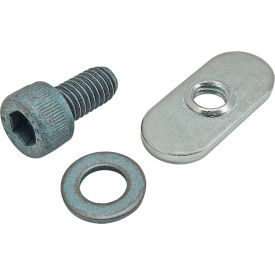 M6 x 12mm Blue SHCS with Washer & Slide-In Economy T-Nut - Centered Thread, Bright Zinc