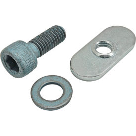 M6 x 16mm Blue SHCS with Washer & Slide-In Economy T-Nut - Centered Thread, Bright Zinc