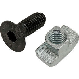 M6 x 16mm Black FHSCS with Standard Drop-In T-Nut, Bright Zinc