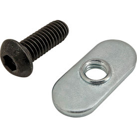M6 x 16mm Black BHSCS with Slide-In Economy T-Nut - Centered Thread, Bright Zinc